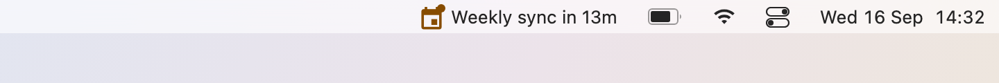 Calendar on the menu bar