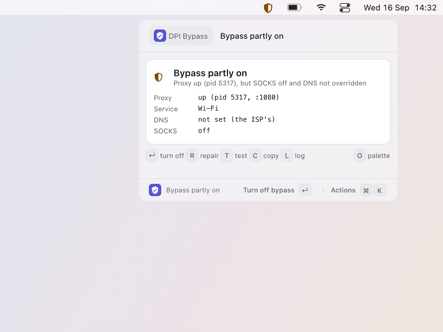 DPI Bypass: Half on: the reason on the card and r to repair