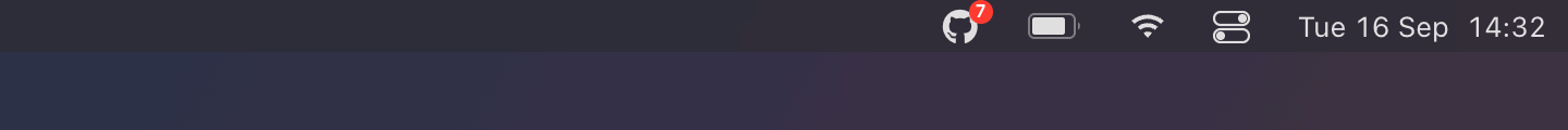 GitHub: On the menu bar: the GitHub glyph with the unread count as a red badge