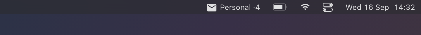 Gmail on a dark menu bar