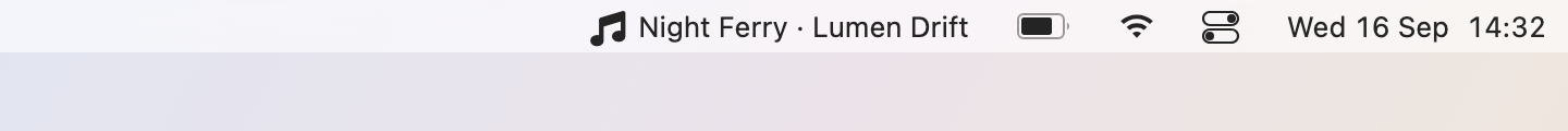 Now Playing on the menu bar