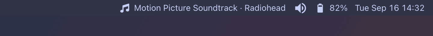 Now Playing: On sketchybar: the note in the icon font, the track as the label
