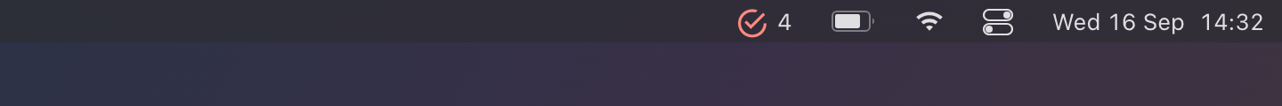 odak on a dark menu bar