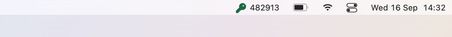 Verification Codes on the menu bar