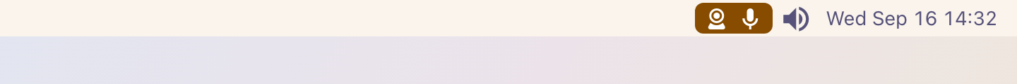 Privacy: On sketchybar: the same glyphs on an amber band