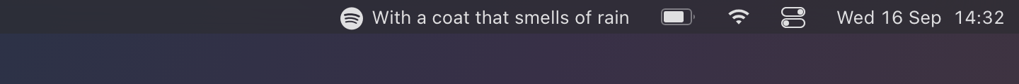 Spotify on a dark menu bar