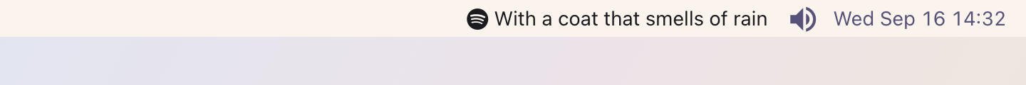 Spotify: On sketchybar: the mark in the icon font, the line as the label