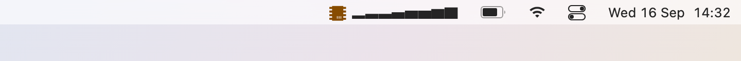 Stats: The sparkline label: the last eight samples as block glyphs, a build starting