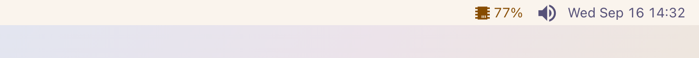 Stats: On sketchybar: the chip glyph and the share on an amber label