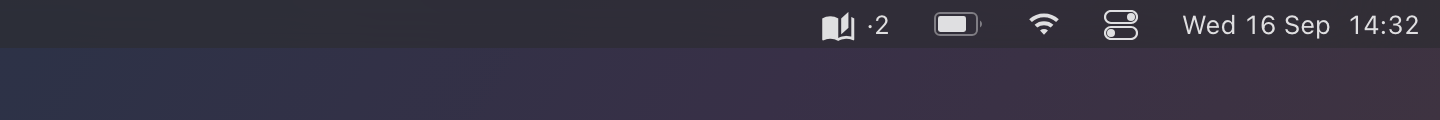 tela on a dark menu bar