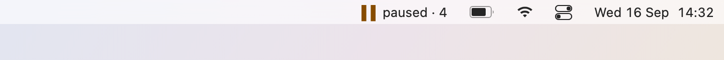 Theater: Everything paused: the item turns amber and says how many wait in the queue