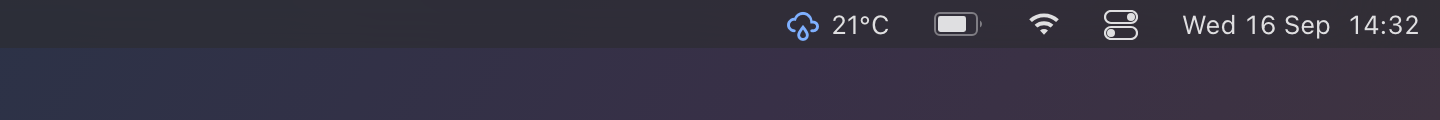 Weather on a dark menu bar